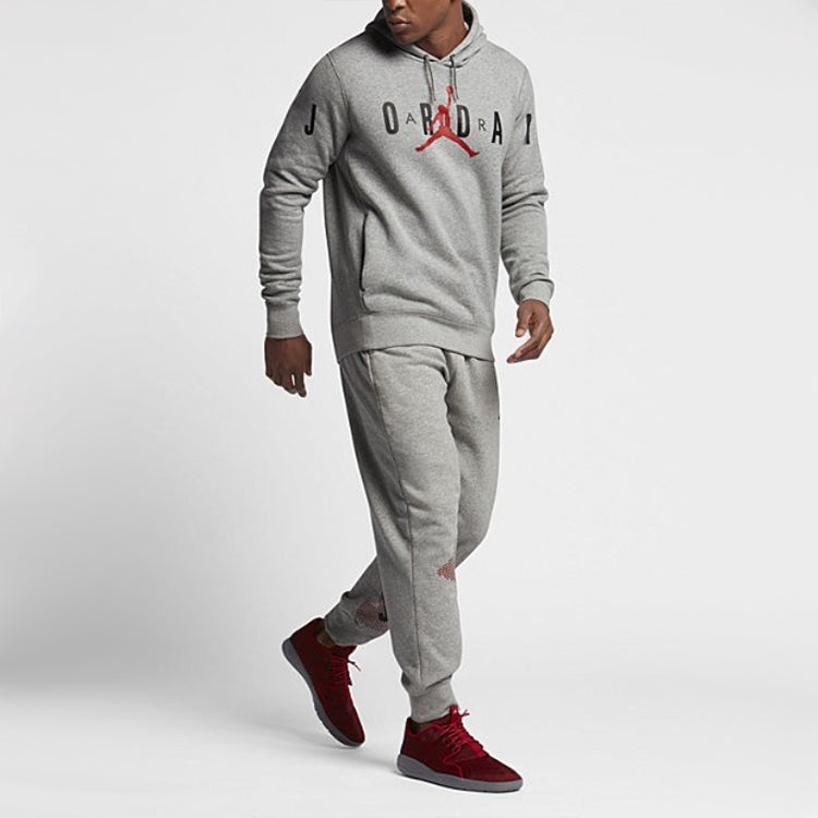 Air Jordan Knit logo Fleece Lined hooded Pullover Gray 834372-063 - 3