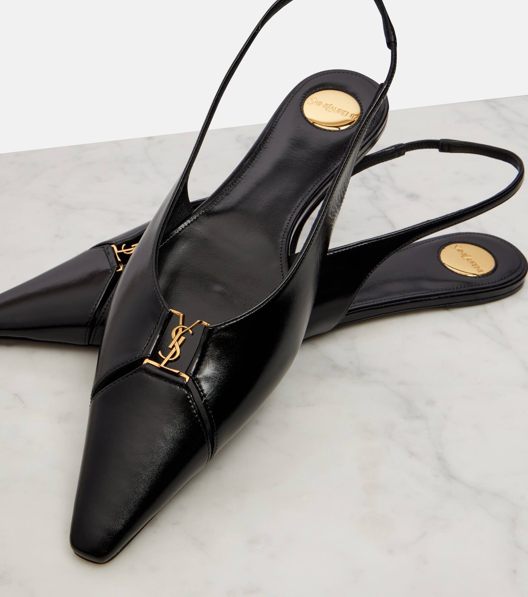 Babylone leather slingback flats - 5
