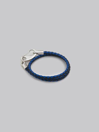 Marni BLUE AND BLACK WOVEN LEATHER BRACELET outlook