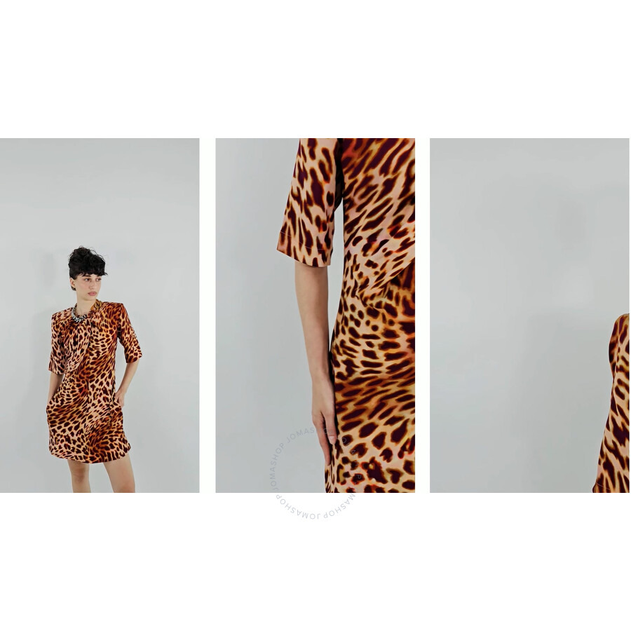 Stella McCartney Ladies Chain-Embellished Leopard Print Mini Dress - 3