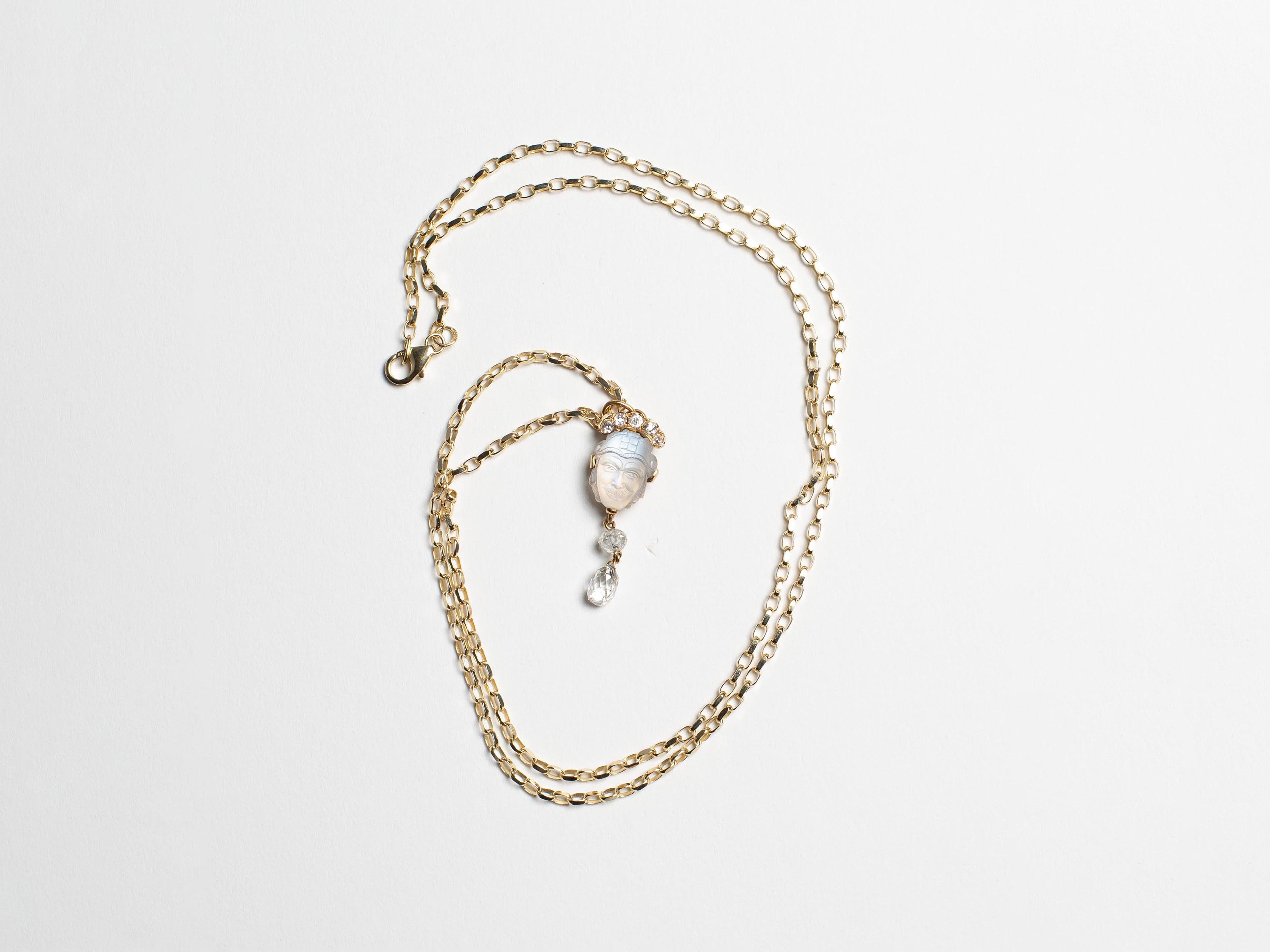 MOONSTONE DIAMOND PENDANT IN 18kt GOLD - 3