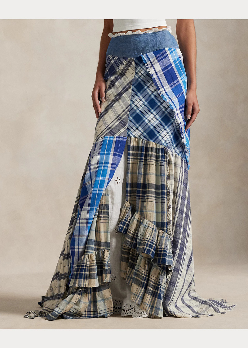 Patchwork Plaid Scarf Skirt 3