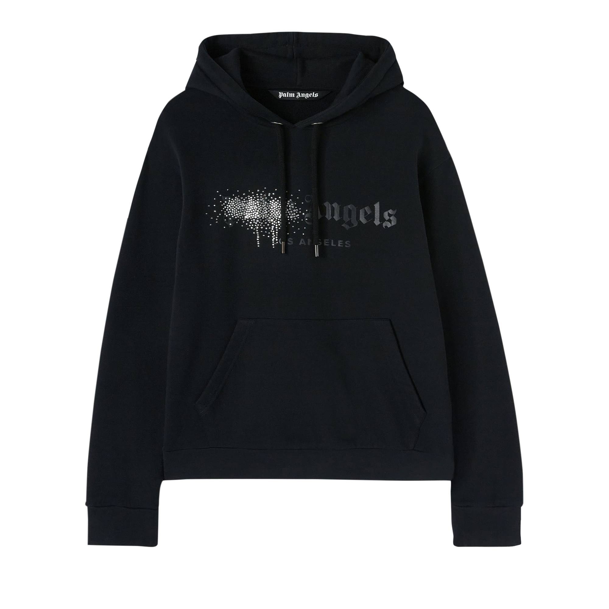 Palm Angels Rhinestone Sprayed Hoody 'Black' - 1