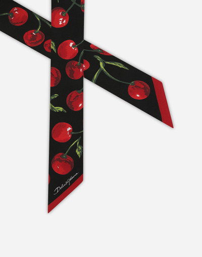 Dolce & Gabbana Cherry-print twill headscarf (6x100) outlook