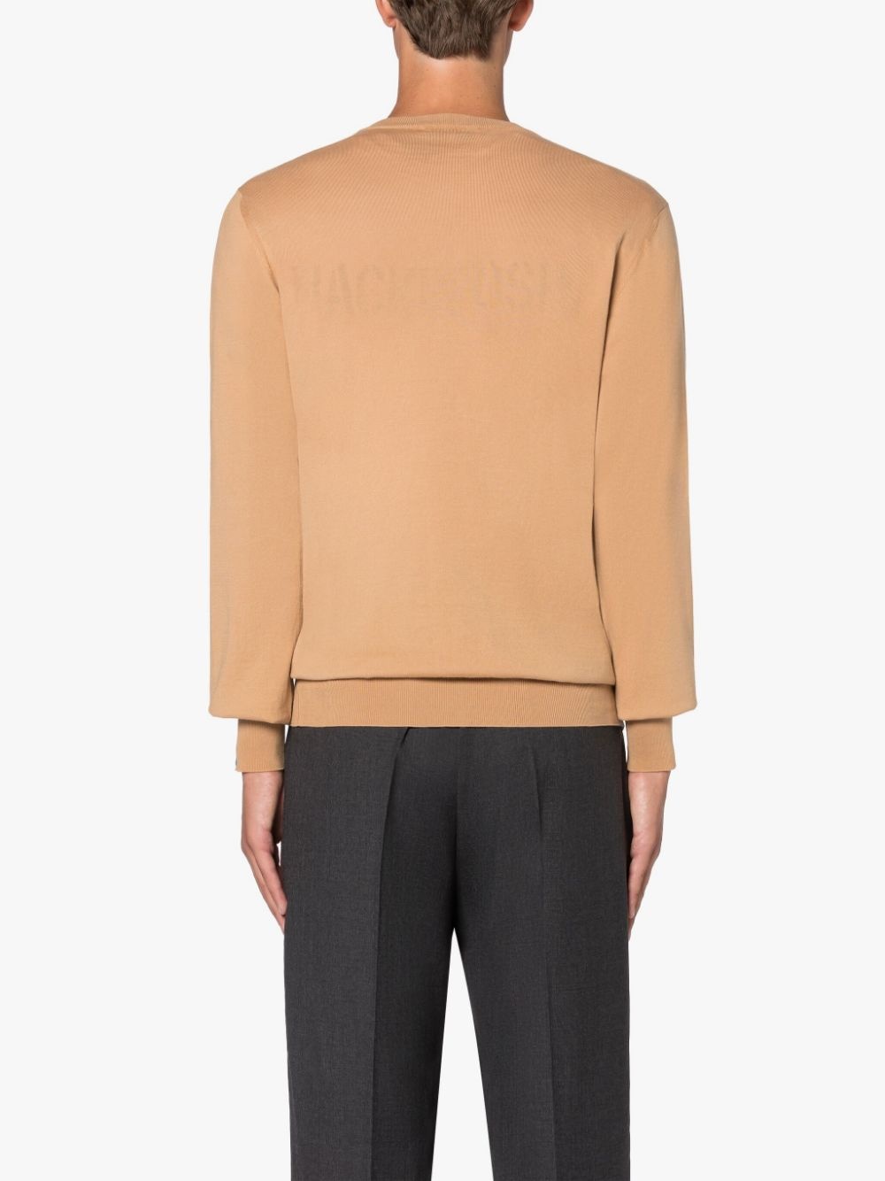 DEEP V NECK BEIGE COTTON SWEATER - 4