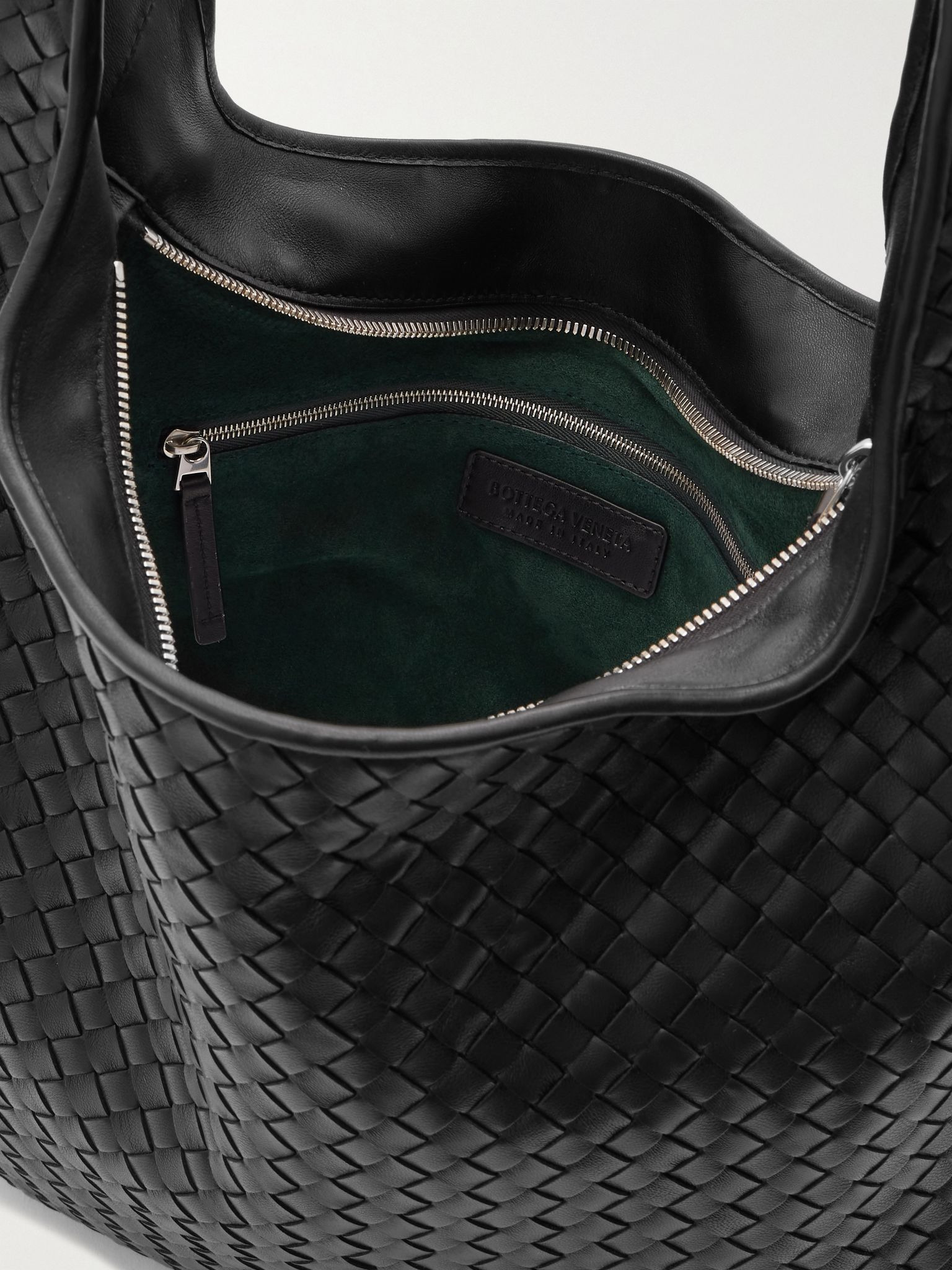 Intrecciato Leather Tote Bag Black - 5