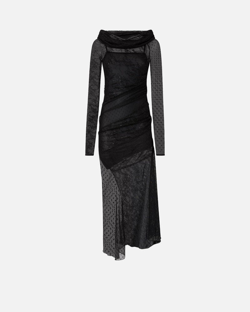 PATCHWORK-EFFECT LACE LONG DRESS 1