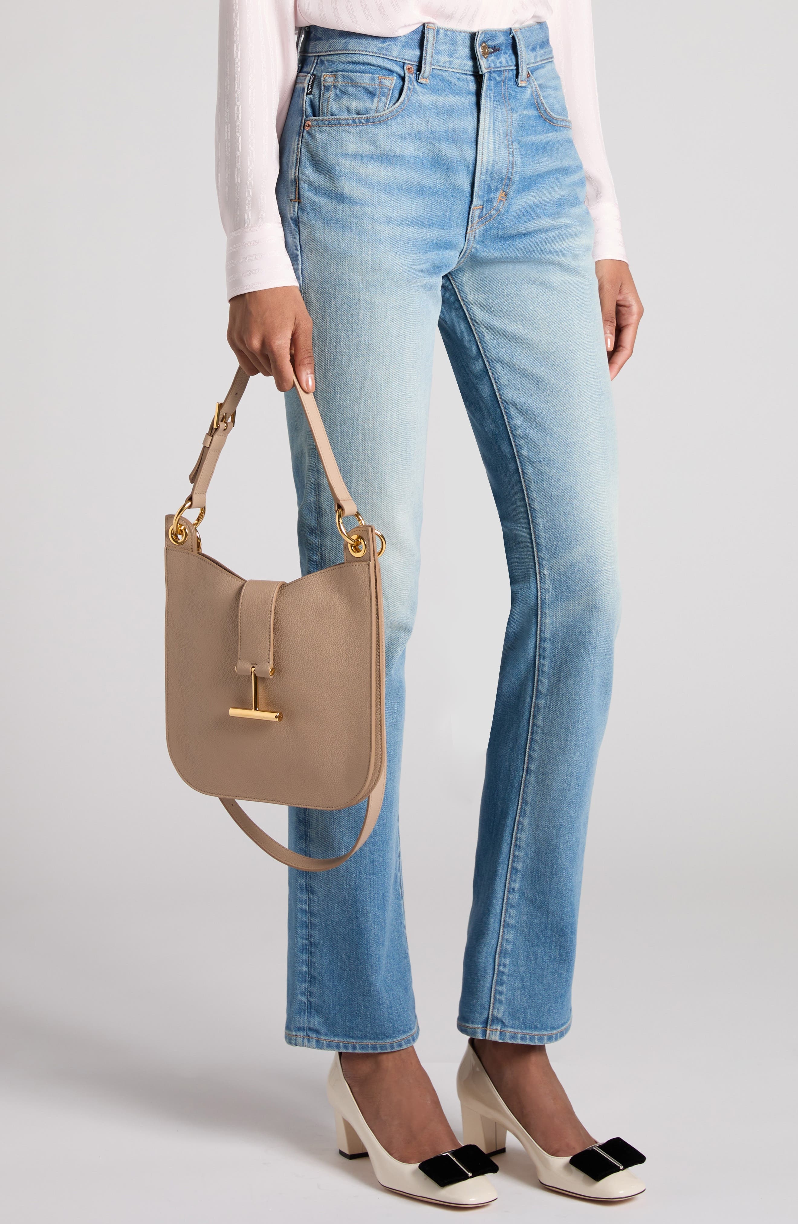 TOM FORD Small Tara Leather Top Handle Bag in Light Beige at Nordstrom - 3