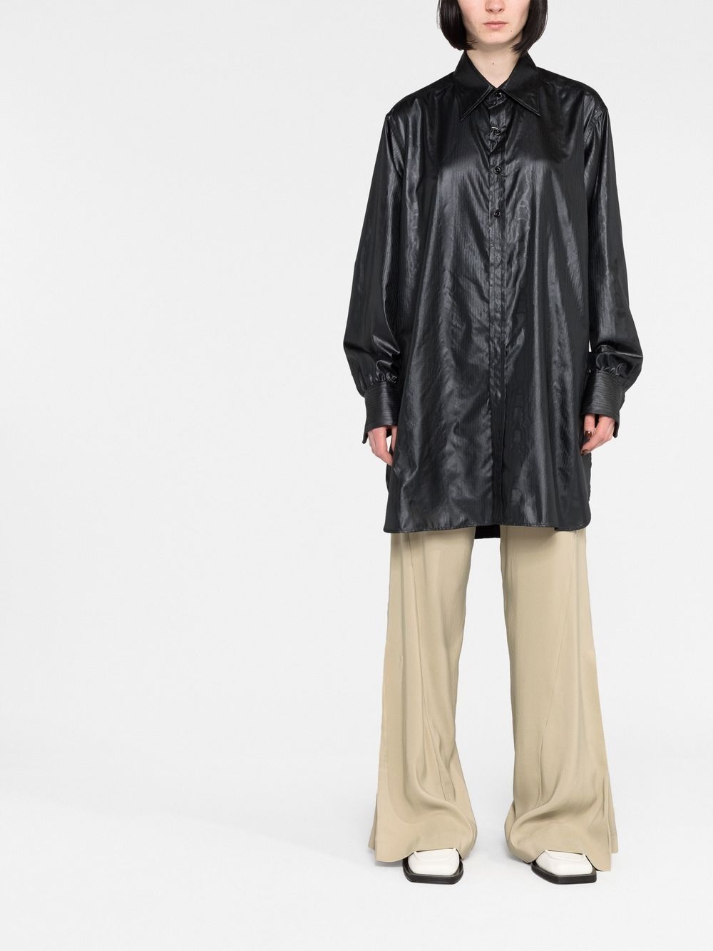 longline faux-leather shirt - 2
