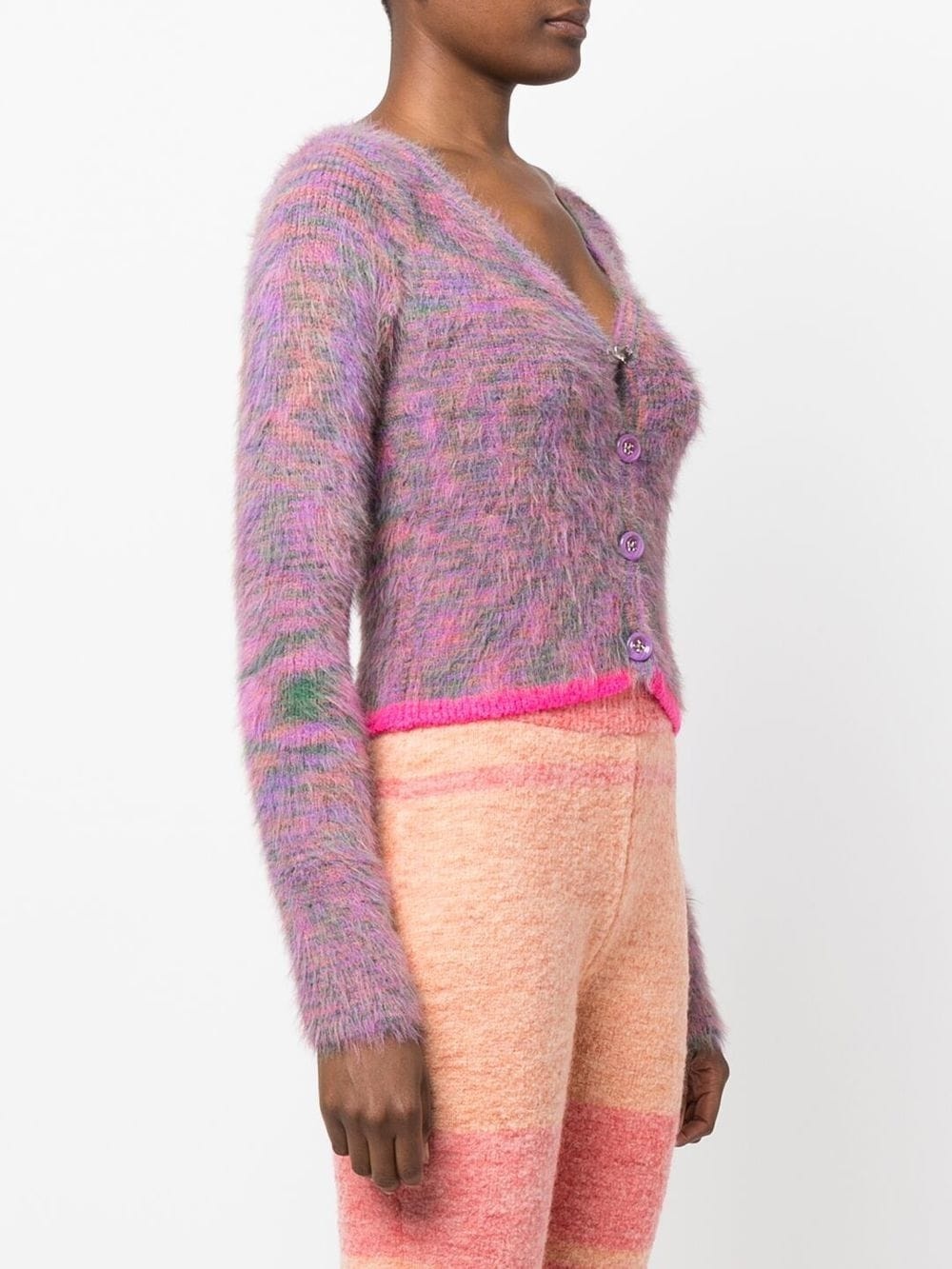 contrast-trim patterned cardigan - 3
