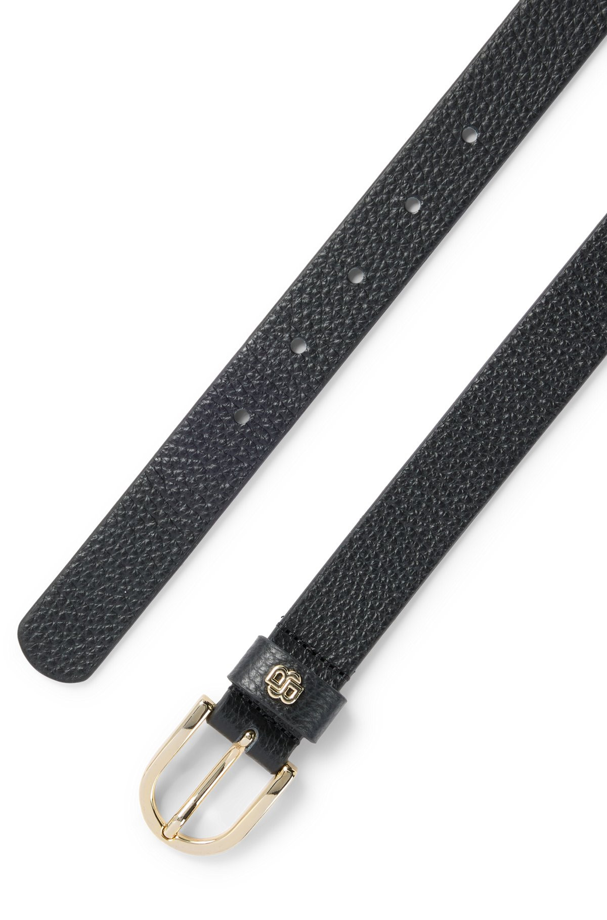GRAINED-LEATHER BELT WITH DOUBLE B MONOGRAM - 3