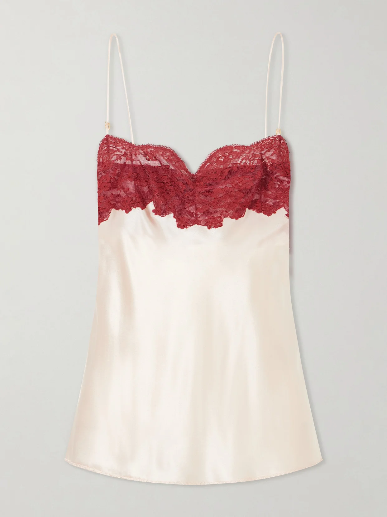 Lace-trimmed Silk-satin Camisole - 1