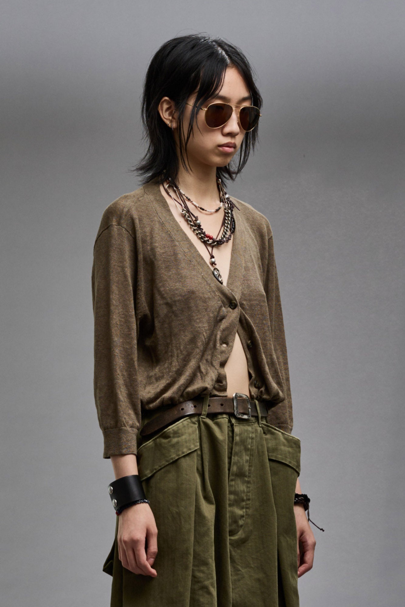 BALLOON CARDIGAN - OLIVE - 5