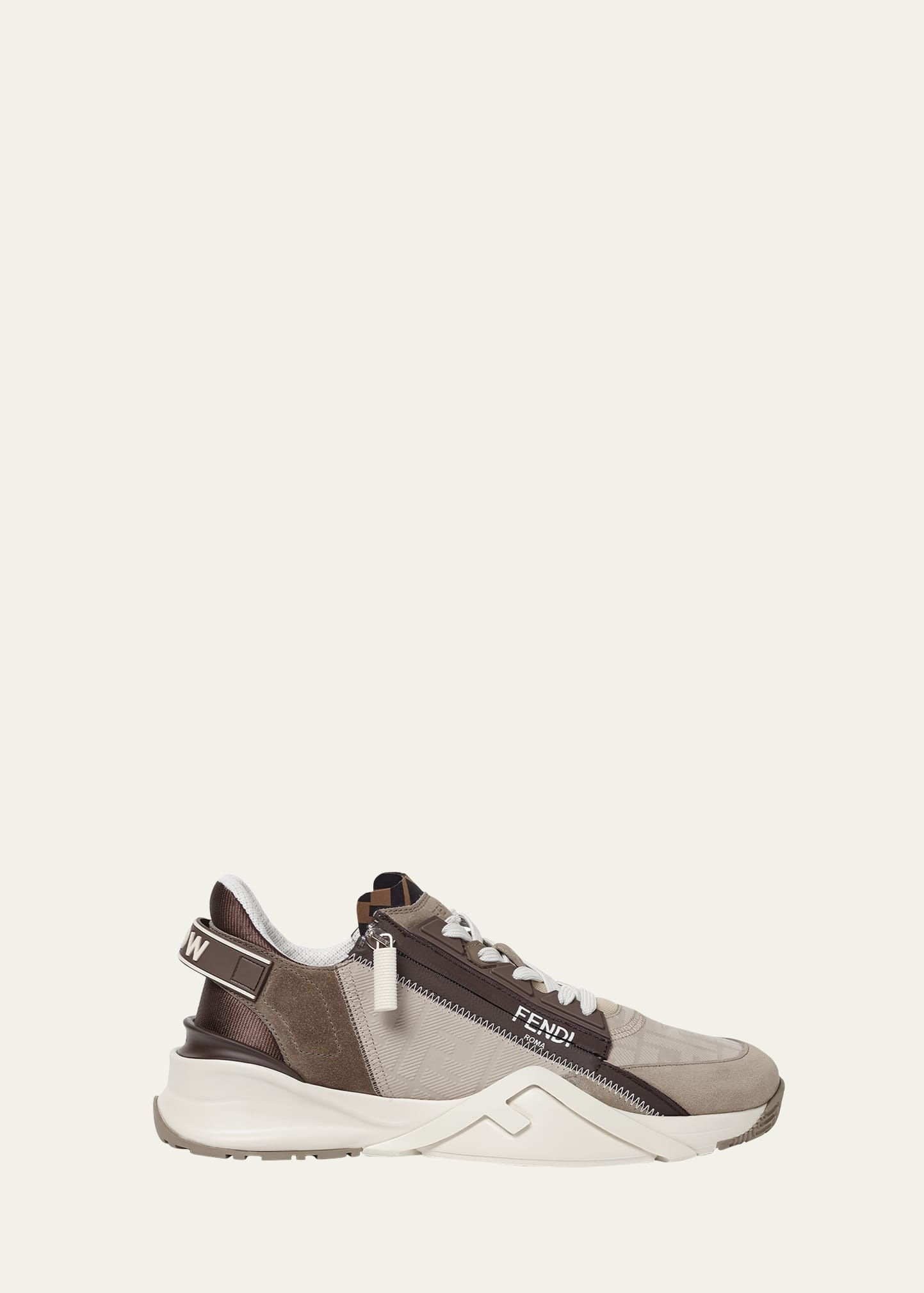 Men's Fendi Flow Nubuck Leather Low-Top Sneakers - 1