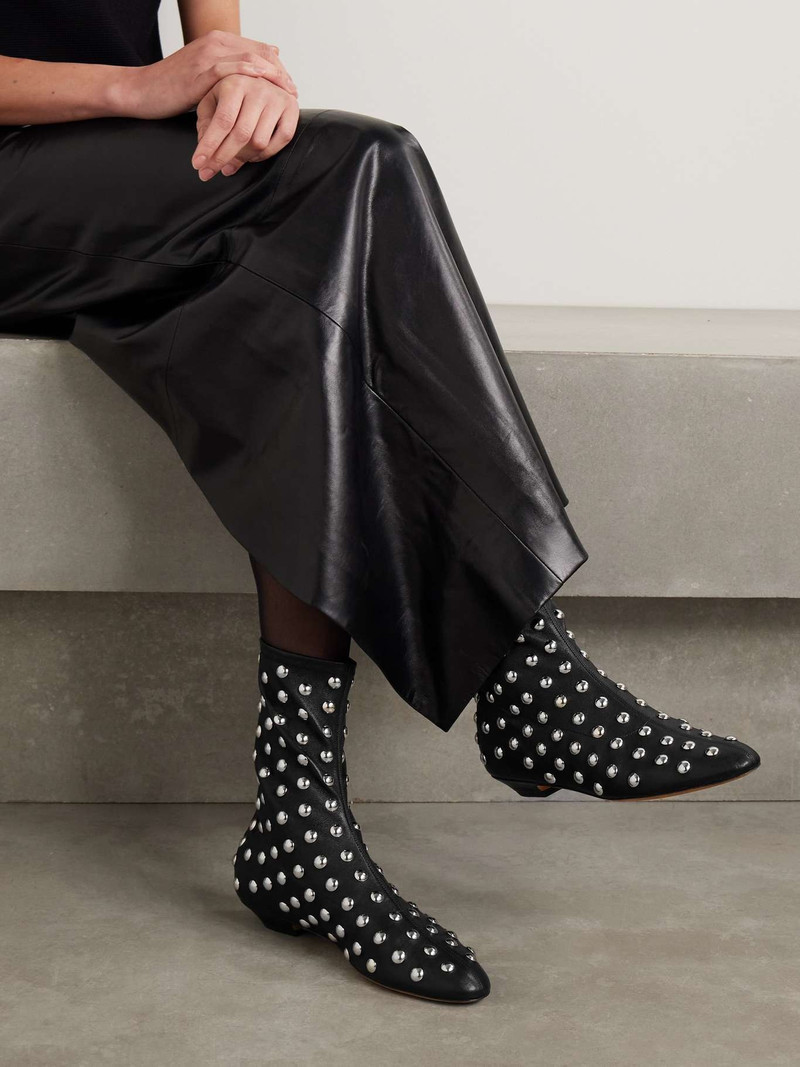KHAITE Studded leather ankle boots outlook