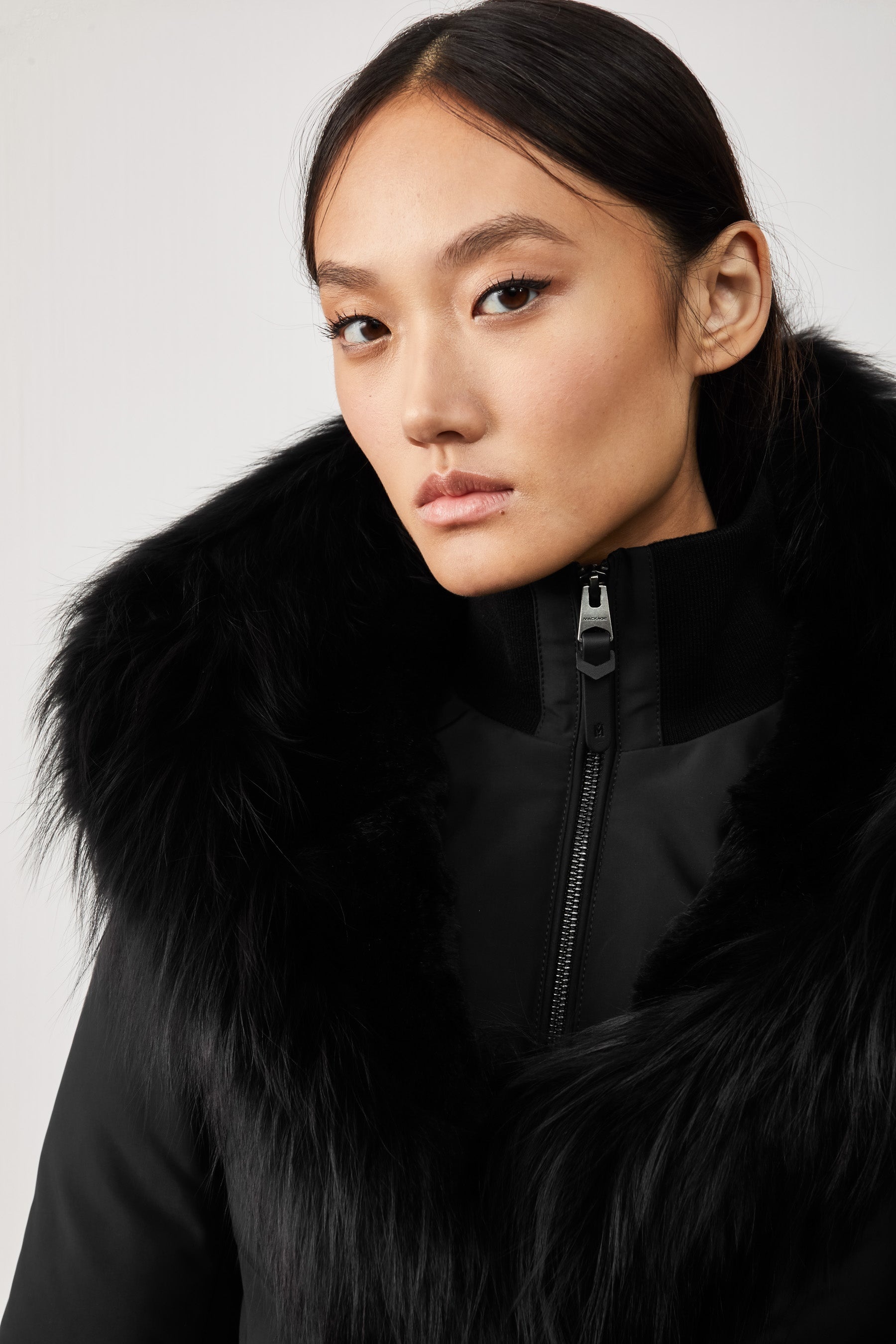 TRISH down coat with silverfox fur trimmed collar & hood - 4