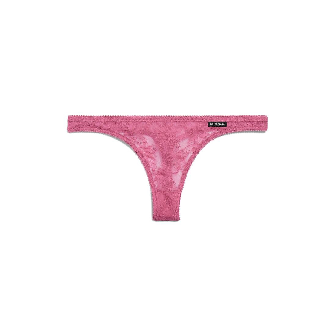 Women's Balenciaga Lace Thong in Dark Pink - 1