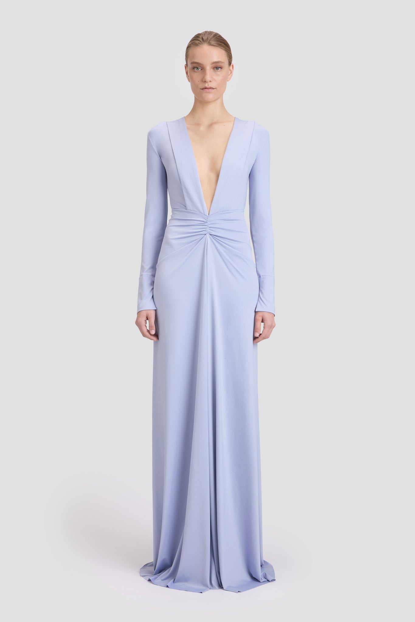 Long Sleeve Deep V-Neck Delphinium - 2
