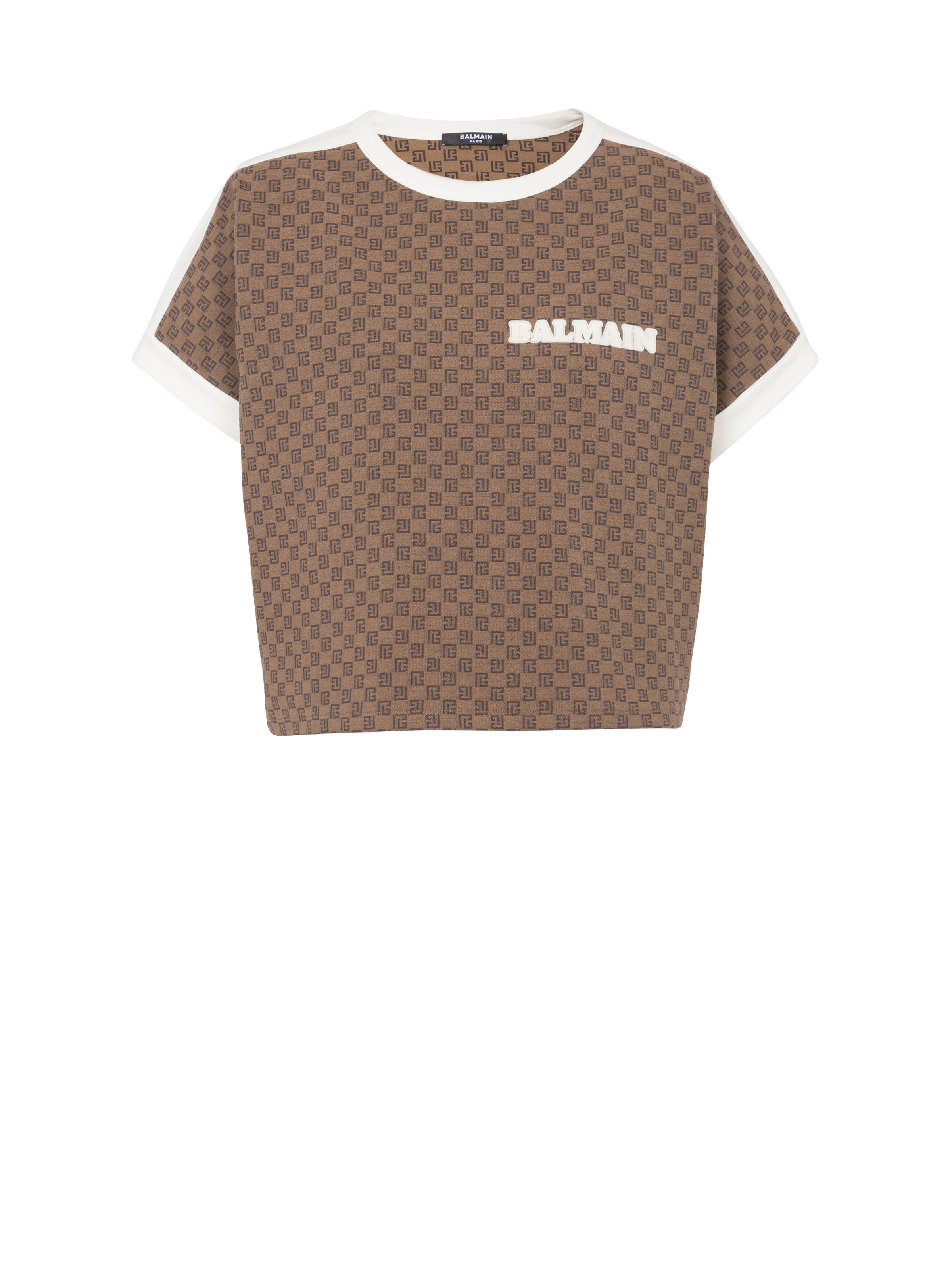 Balmain Flocked monogram-pattern T-shirt - Farfetch