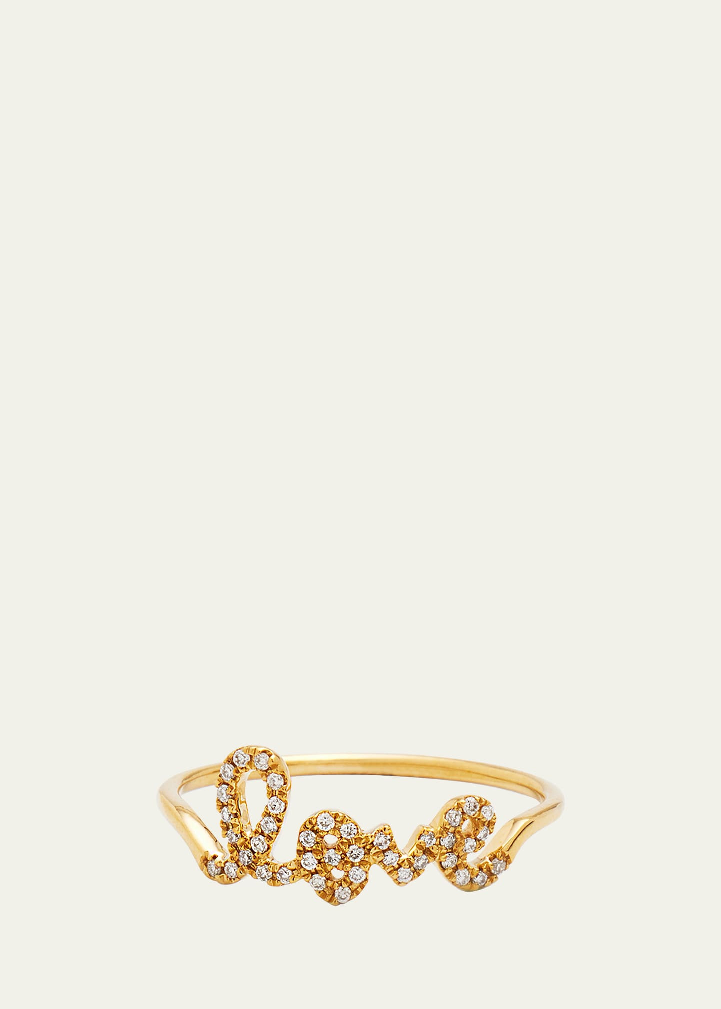 14k Gold Diamond Love Script Ring - 1