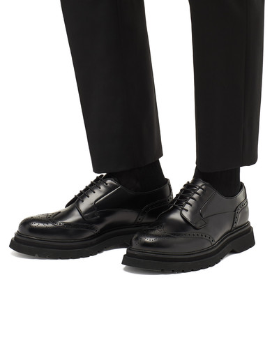 Prada Brushed Leather Derby Brogue Shoes outlook