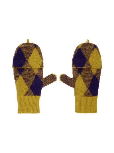 Burberry Yellow & Purple Argyle Wool Mittens outlook