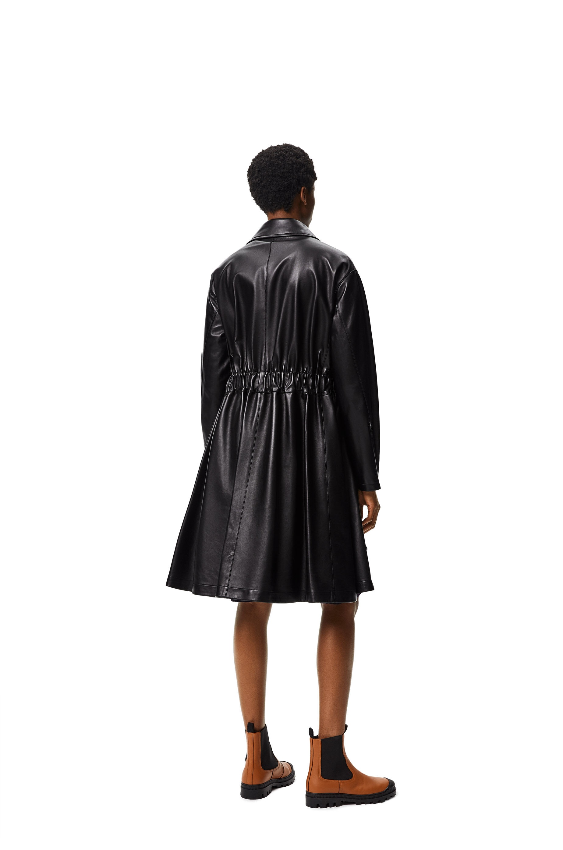 Elasticated belt coat in nappa - 4