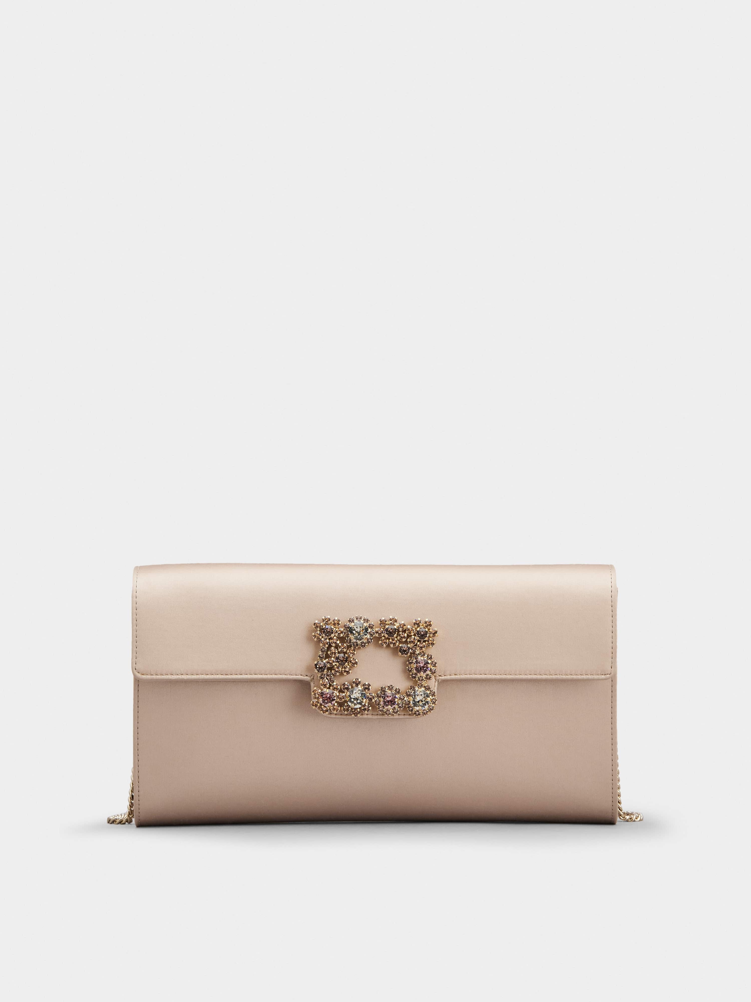 Flower Strass Buckle Clutch in Satin - 1