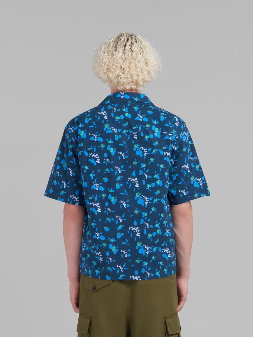 BLUE POPLIN BOWLING SHIRT WITH MARNI DRIPPING PRINT - 3