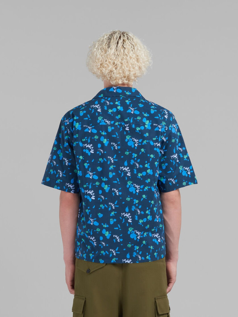 BLUE POPLIN BOWLING SHIRT WITH MARNI DRIPPING PRINT 3