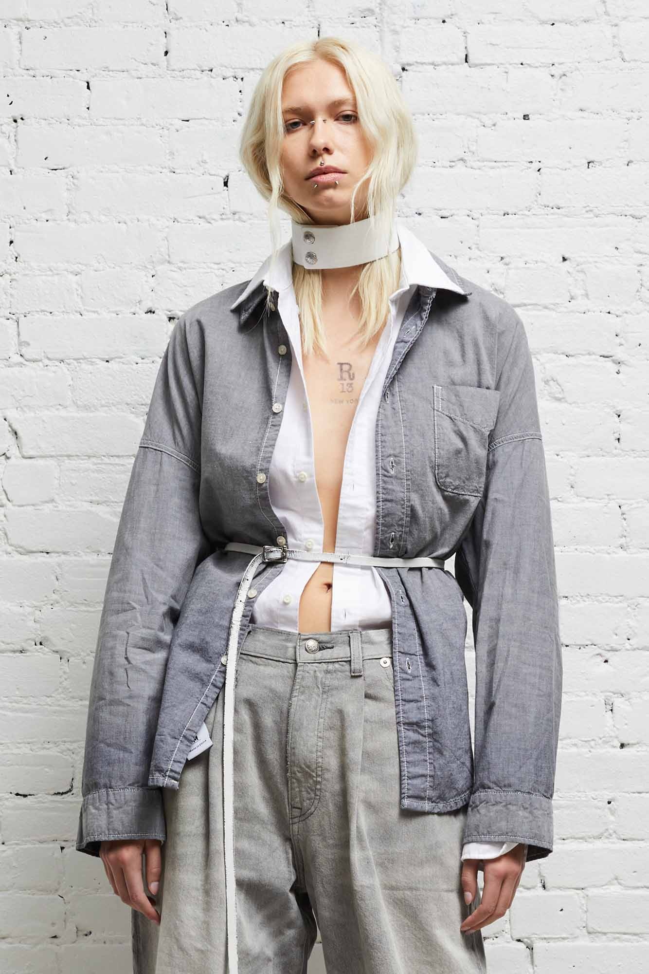 LONG SLEEVE BUTTON-UP - BLACK CHAMBRAY - 2