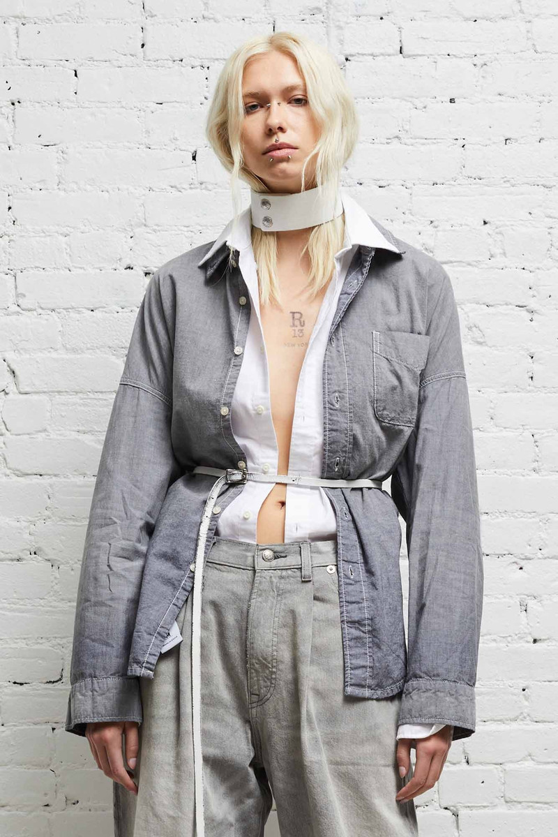 R13 LONG SLEEVE BUTTON-UP - BLACK CHAMBRAY outlook