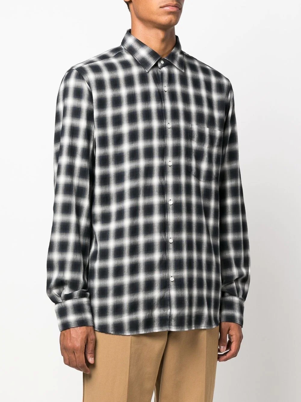 checked long-sleeved shirt - 3