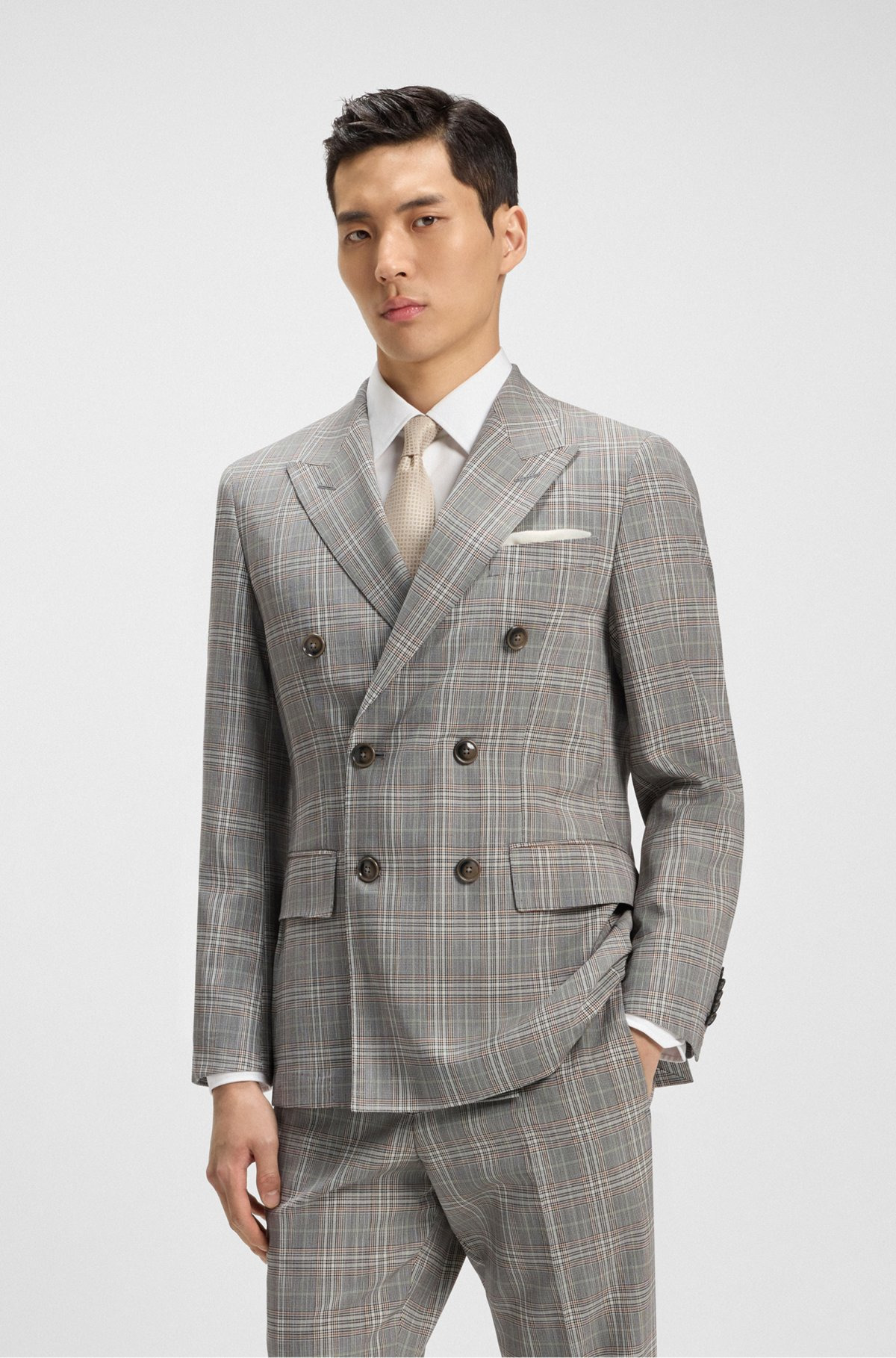 SLIM-FIT JACKET IN CHECKED VIRGIN WOOL - 2