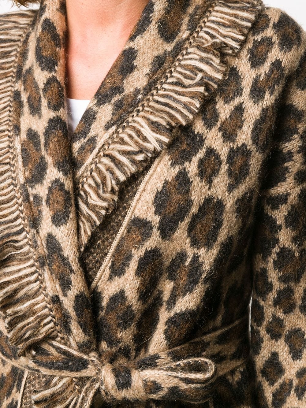 brushed wool leopard cardigan - 5