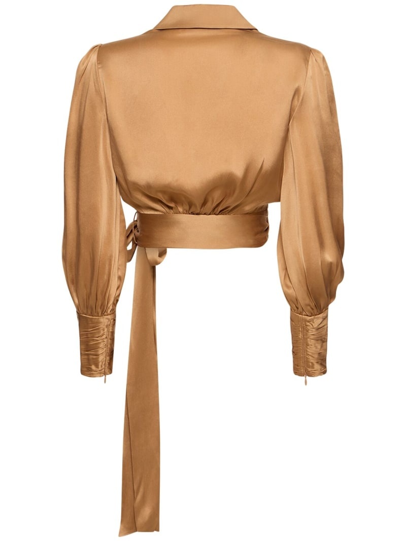 Silk satin wrap top - 3