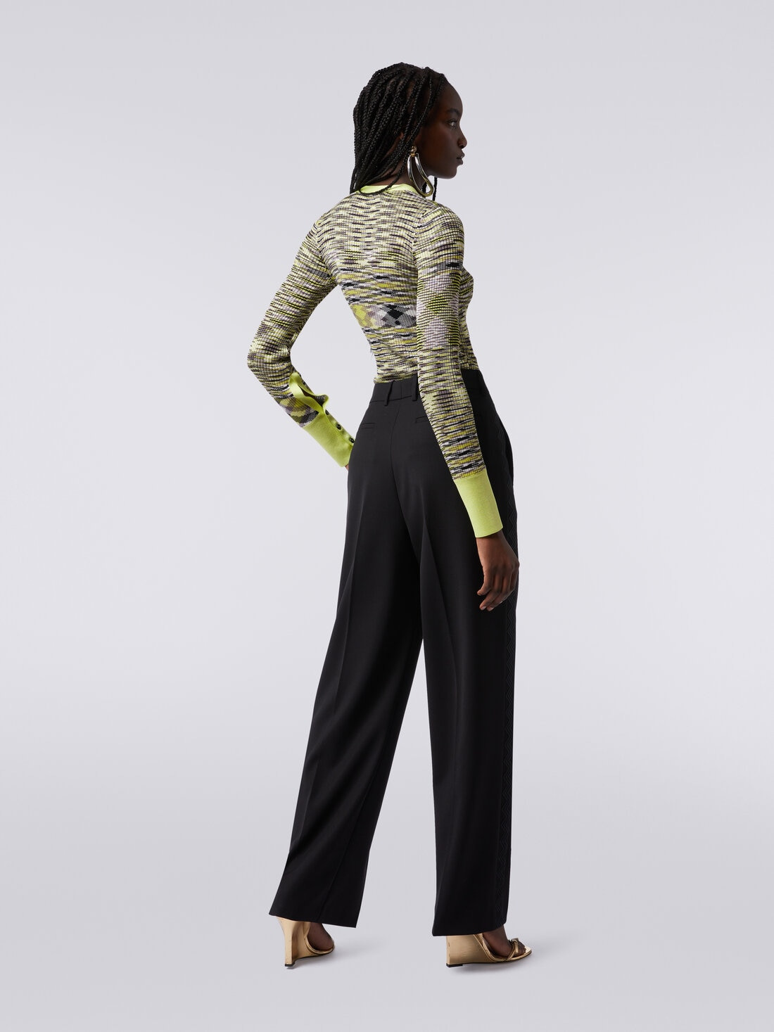 Classic wool and technical fabric trousers - 4