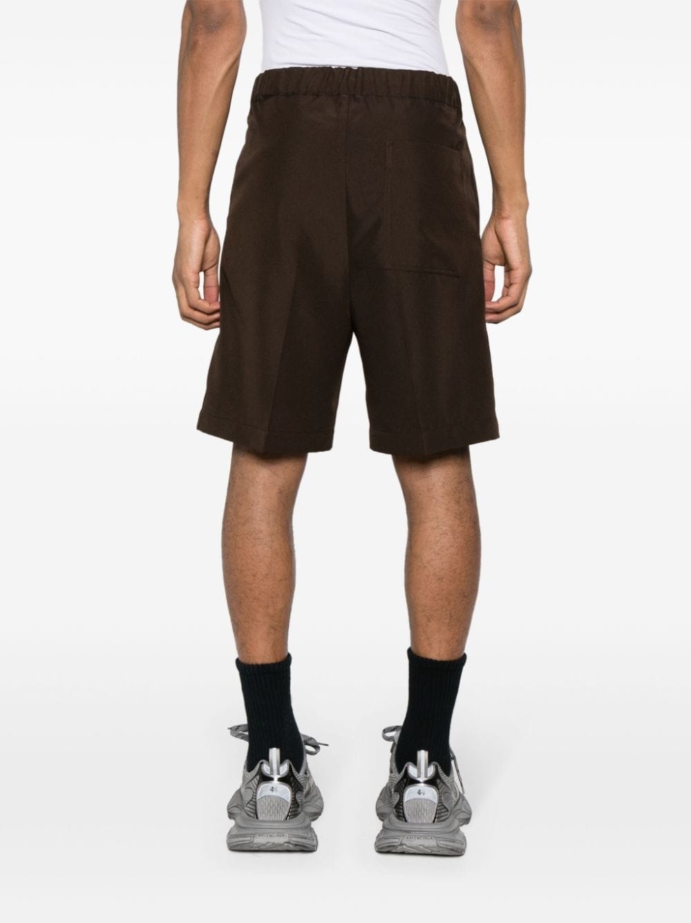 drawstring-waist crepe shorts - 4