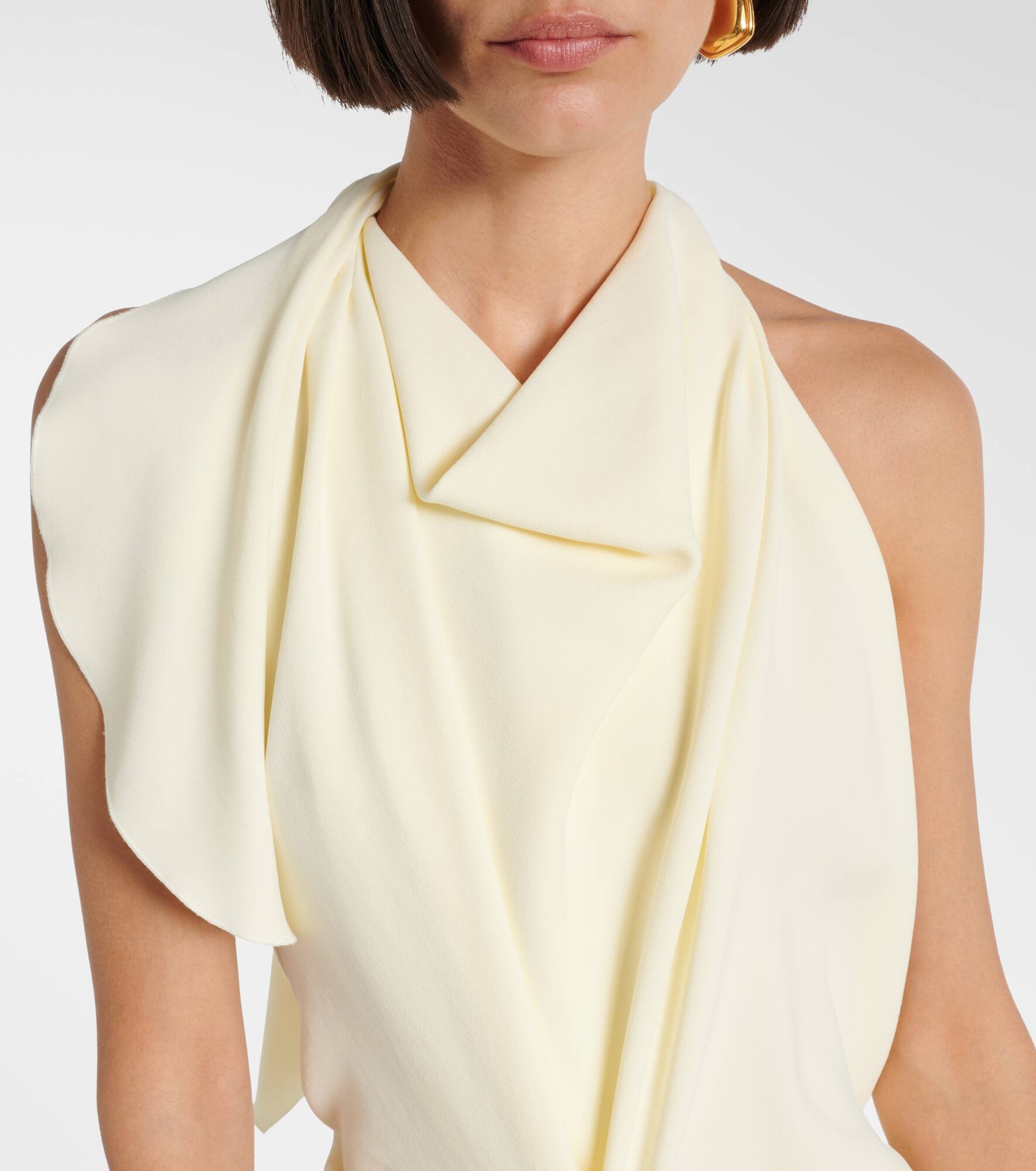 Gathered satin crepe midi dress - 4