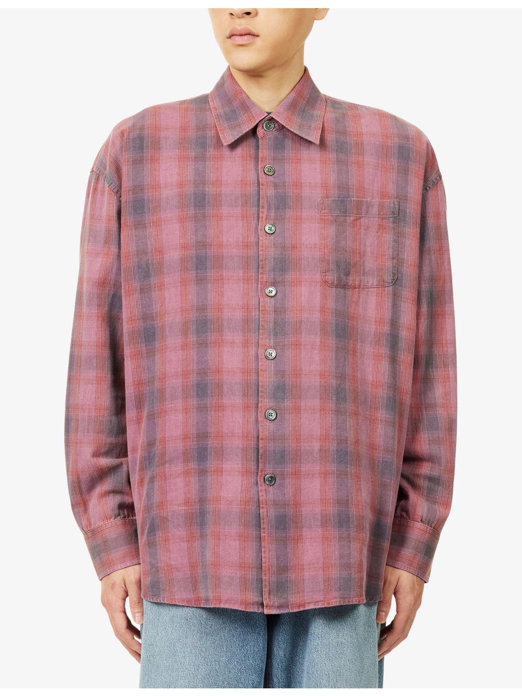 Borrowed Check Long-Sleeve Cotton Shirt - 3