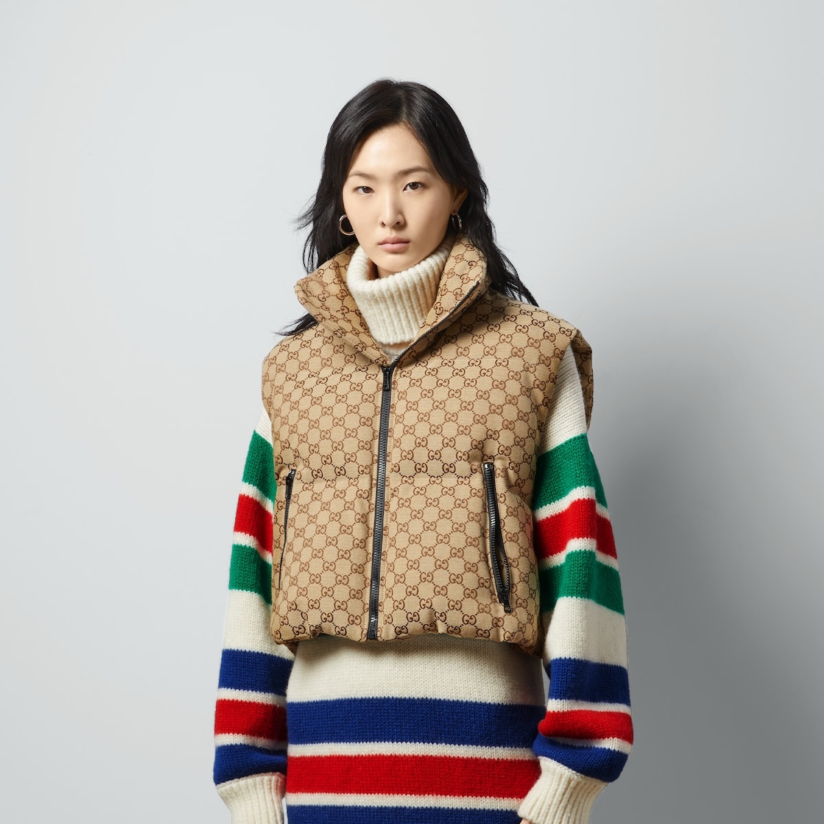 GG canvas padded vest - 6