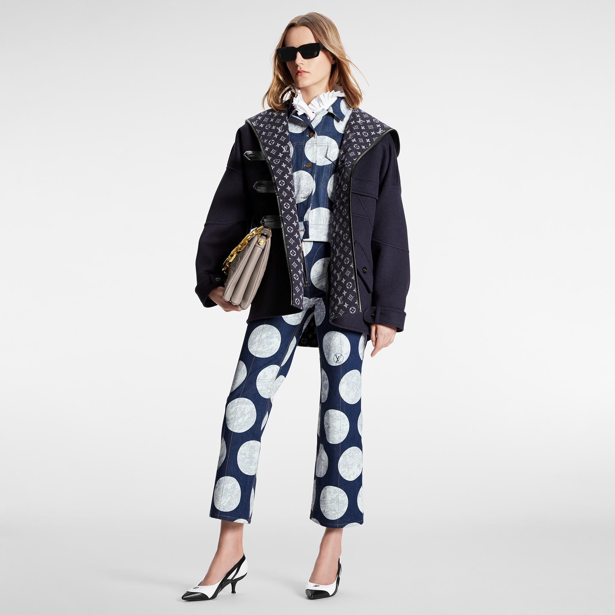Leather Trim Monogram Pea Coat - 2
