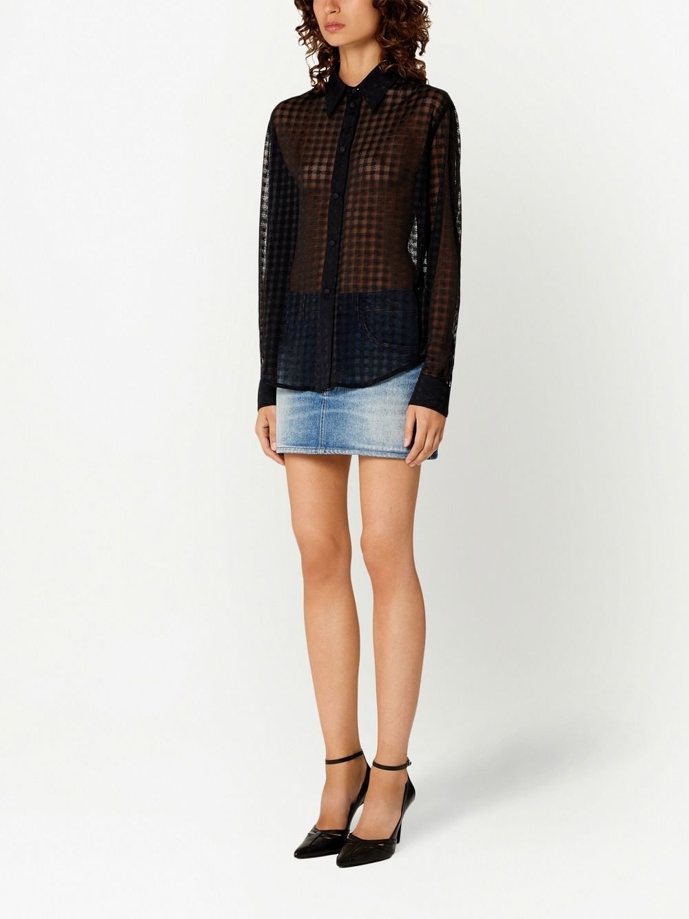 semi-sheer long-sleeve shirt - 2