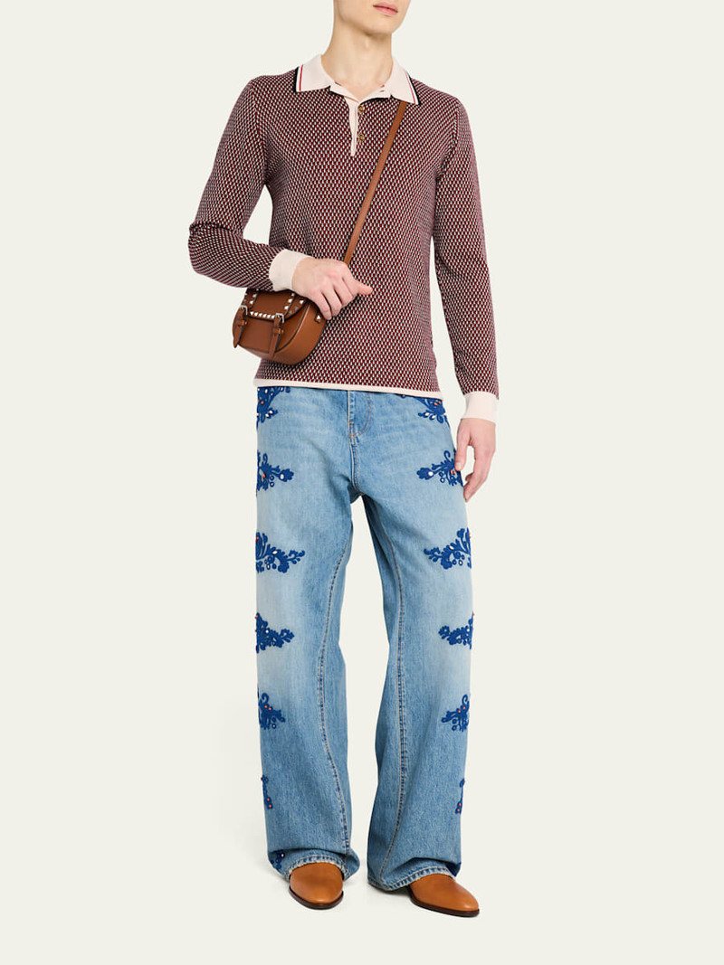 Valentino Men's Rockstud Small Leather Messenger Bag outlook