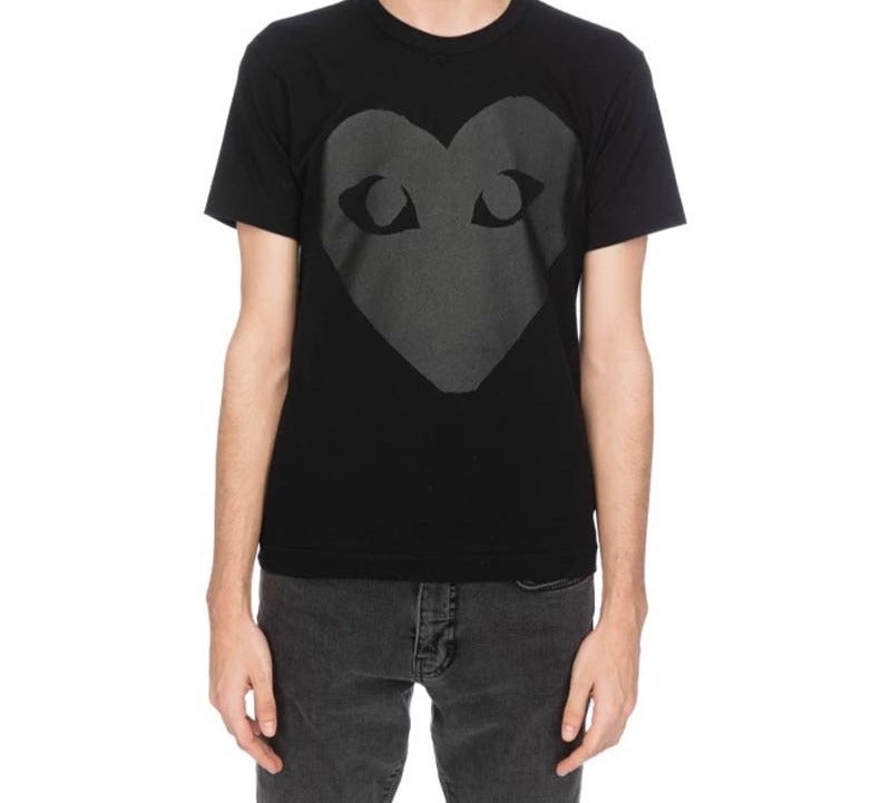 COMME des GARCONS PLAY Heart Shape Printing Short Sleeve Tee 'Black Black' AZ-T190-051-1 - 3