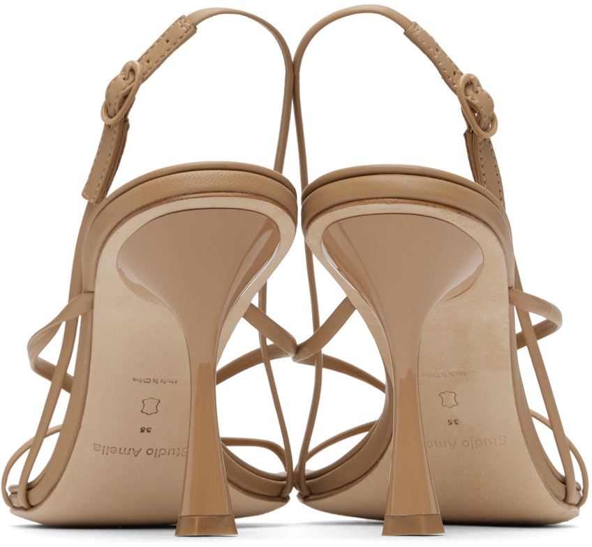 Beige Wishbone 90 Heeled Sandals - 2