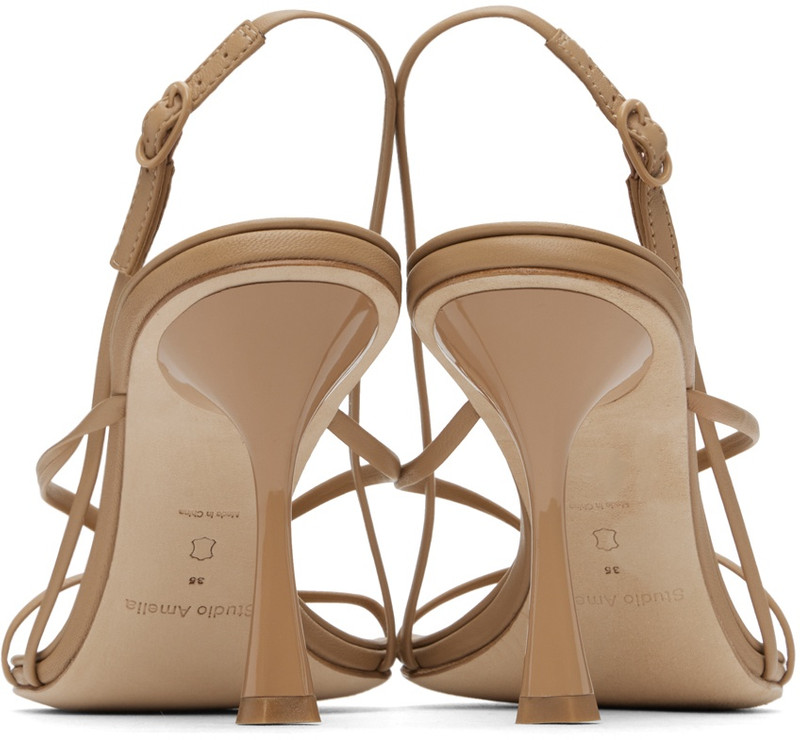 Studio Amelia Beige Wishbone 90 Heeled Sandals outlook