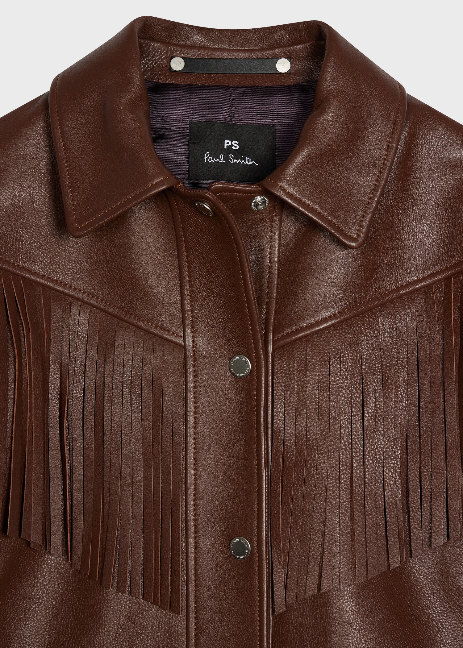 Women's Chocolate Brown Leather Fringe Jacket - 2