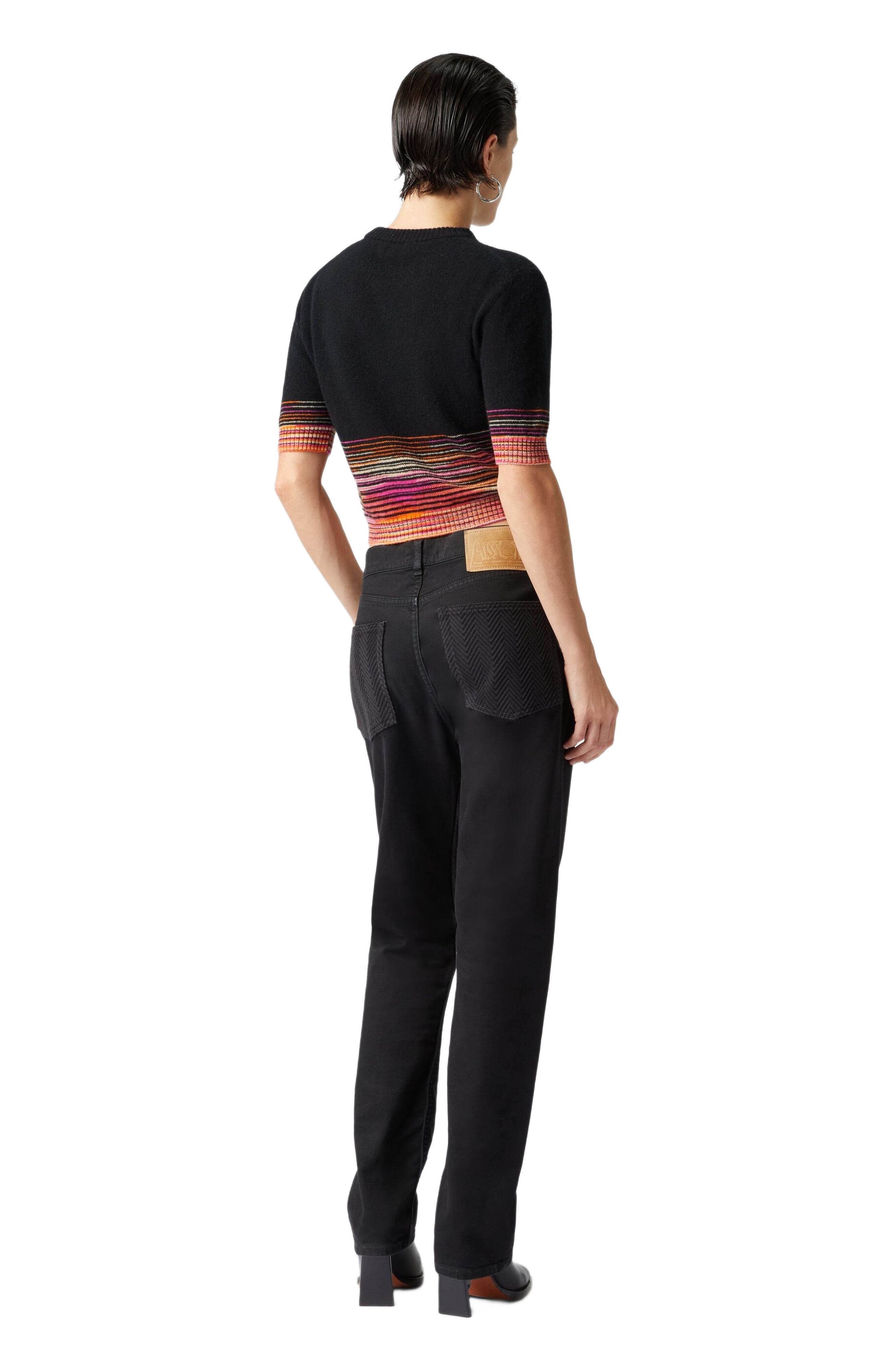 Missoni Short-sleeved Flared Cashmere Crewneck Crop Top in Multicoloured at Nordstrom - 3