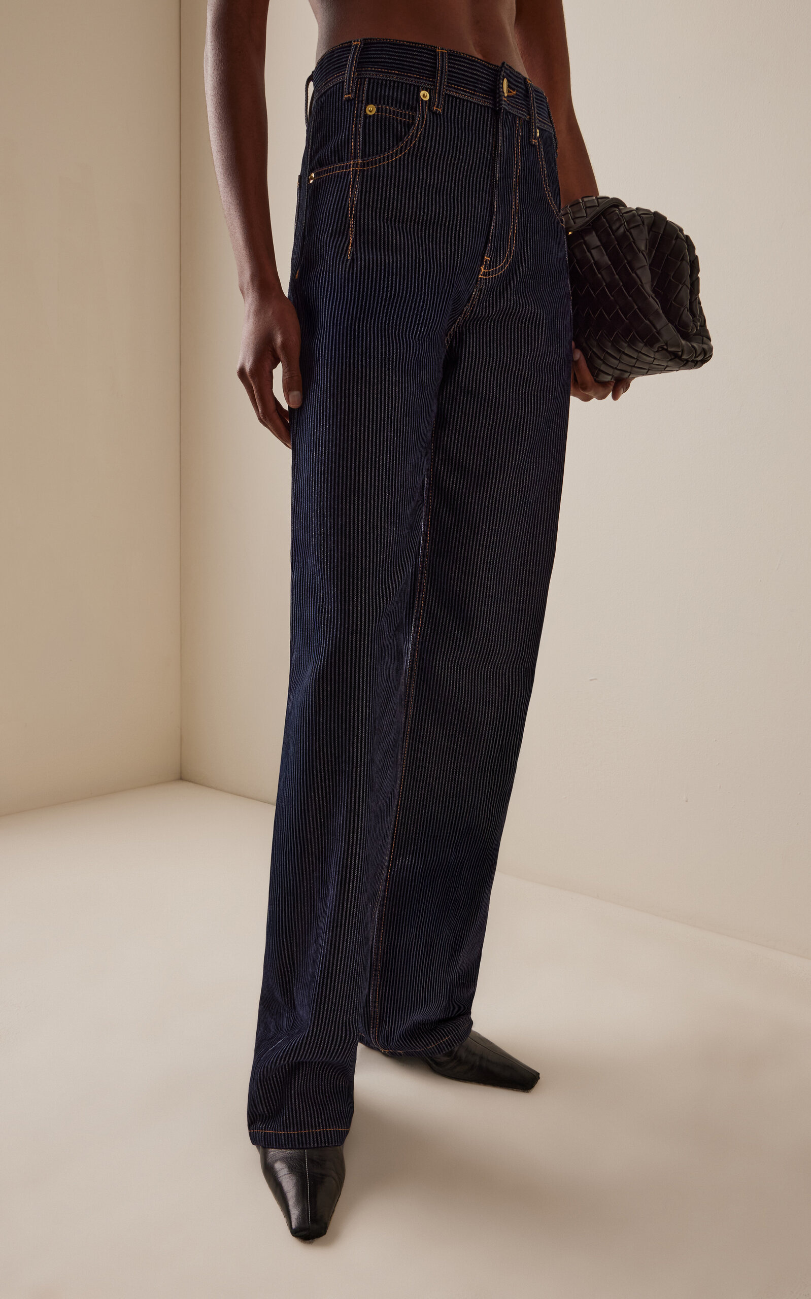 Lu Metallic-Corduroy Straight-Leg Jeans dark wash - 3